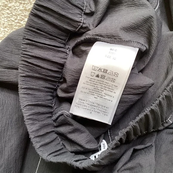 Ganni Elasticized Curve Trouser Pants Barrel Stitching High Rise Crepe Black XS - Picture 11 of 12